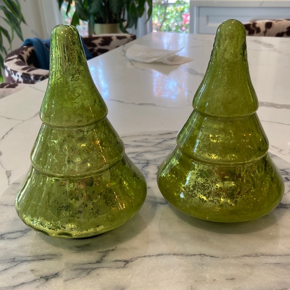 Other - Pair of Citrus Green Mirrored Glass Trees.
